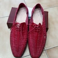 Crafted Leather New Unique and Classic Designer Red Leather Dress Shoes - Thumbnail 1