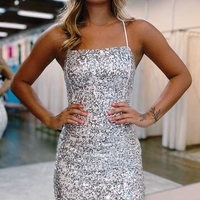 Bodycon Straps Sequins  Homecoming Dress Short Prom Dress - Thumbnail 2
