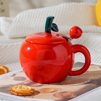 Creative Apple Mug With Lid And Spoon - Thumbnail 2