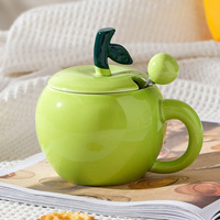 Creative Apple Mug With Lid And Spoon - Thumbnail 3