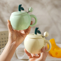 Creative Apple Mug With Lid And Spoon - Thumbnail 1