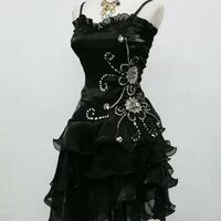 Charming Black Chiffon Mini Prom Dresses With Beaded  - Thumbnail 1