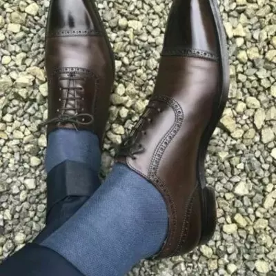 Handmade men dark brown oxfords leather dress shoes brown formal shoes for men