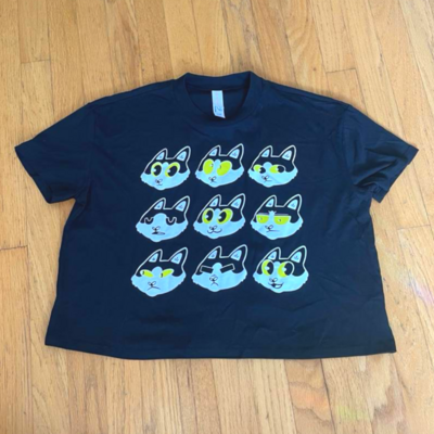 Lil kitty black boxy tee 