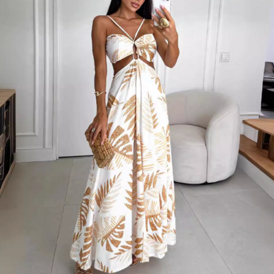 Fashion sexy sling printed sleeveless dress - Thumbnail 1