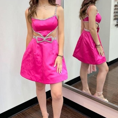 Spaghetti straps homecoming dress short prom dress