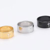 GOLD NEGATIVE SPACE CROSS FINGER BAND - Thumbnail 1