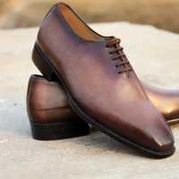 Crafted Leather Custom Made Classic Brown Patina Leather Dress Shoes - Thumbnail 2