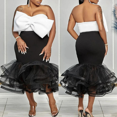 Tea Length Prom Dresses Homecoming Gown with Bowknot