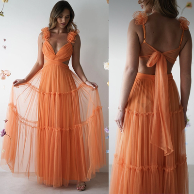 Orange long prom dresses  - Thumbnail 1