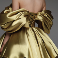 Gold Homecoming Dresses Short Off Shoulder - Thumbnail 1