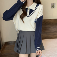 Navy style lapel sweatshirt - Thumbnail 2