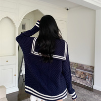 Navy Stripe Sailor Collar Sweatshirt - Thumbnail 3