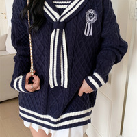 Navy Stripe Sailor Collar Sweatshirt - Thumbnail 4