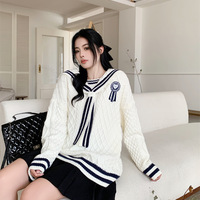 Navy Stripe Sailor Collar Sweatshirt - Thumbnail 6