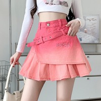 Y2K Pink Gradient Pleated Skirt - Thumbnail 1