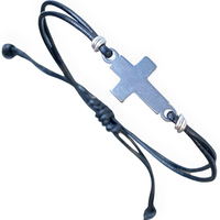 Simple Cross Bracelet - Baptism Gift - Silver Sideways Cross Bracelet - Confirmation Gift - Faith gift for Teens and Adults - Thumbnail 3