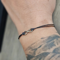Bronze Anniversary Gift for Couple - Infinity Charm Leather Bracelet -  Matching Bracelets - Couples Gift - Set of 2 - Thumbnail 1