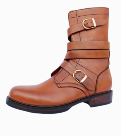 Crafted Leather Bespoke Dress Shoes Brown Leather Military Strap Jodhpur Boot