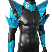 Burning Man Holographic Laser Blue Armor,Rave Festival Costume Armor Wear Outfits for Men