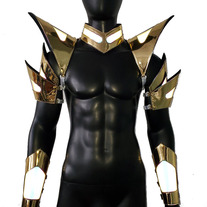 Burning Man Holographic Gold Edge Reflective Armor,Rave Festival Costume Armor Wear Outfits