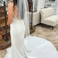 Cowl Neck Backless  Wedding Dress with Beaded - Thumbnail 1