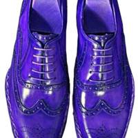 New Purple Oxford Full Brogue Toe Wing Tip Handmade Genuine Leather Laceup Shoes - Thumbnail 4