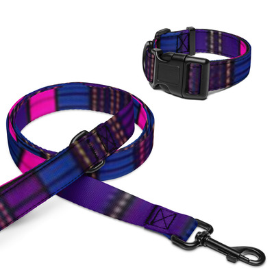 Purple plaid collar & leash by ngc