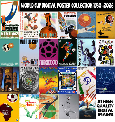 Complete vintage Poster Collection of Football Championships 1930 - 2018