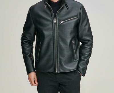 Men's Leather Jacket 100% Genuine Lambskin Leather Jacket Zipper Leather Jacket