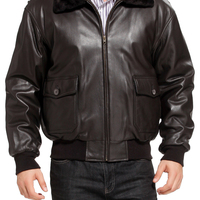 New Men's Navy G-1 Goatskin Leather Flight Bomber Jacket 2019 - Thumbnail 1