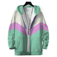 Colorblock trendy zipper sweater jacket couple coat - Thumbnail 1