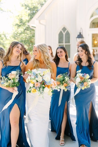 Silk Satin  Mermaid Bridesmaid Dress with Bow