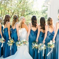 Silk Satin  Mermaid Bridesmaid Dress with Bow - Thumbnail 1