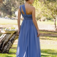 A-Line One-Shoulder Chiffon Bridesmaid Dress - Thumbnail 1