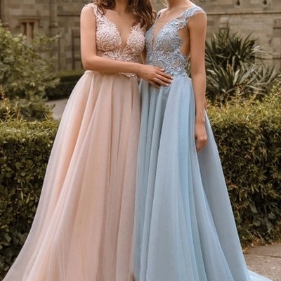 Lace v neck bridesmaid dresses with sexy illusion back