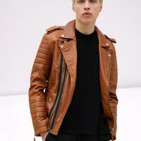 New Handmade Men's Designer Biker Leather Jacket - Thumbnail 1