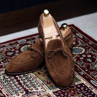 New Handmade Men's Brown Tassels Genuine Suede Formal Wear Shoes - Thumbnail 1