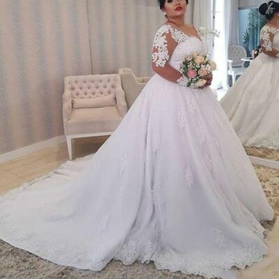 Mermaid plus size wedding dresses with lace appliques