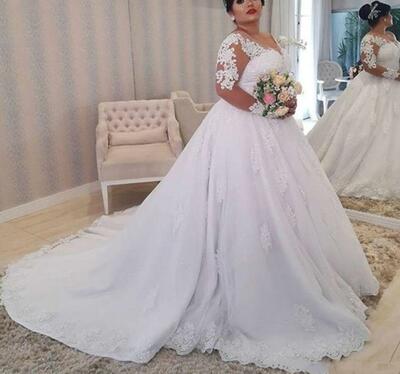 Mermaid Plus Size Wedding Dresses with Lace Appliques