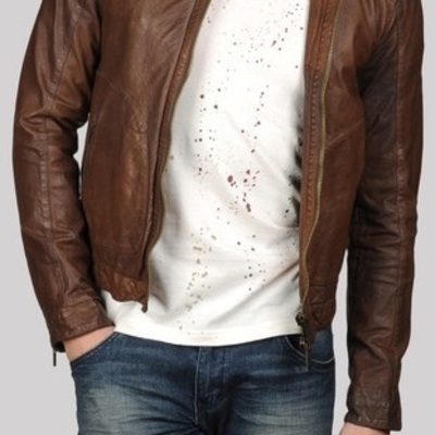 Men leather jacket, biker leather jacket, brown color leather jacket