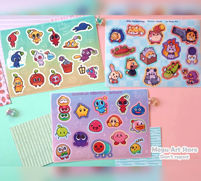 Silly friends sticker sheets