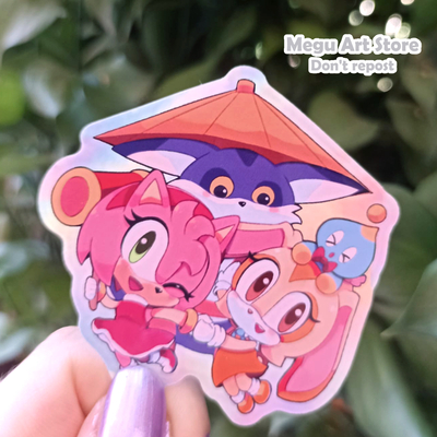 Sonic teams holo sticker set