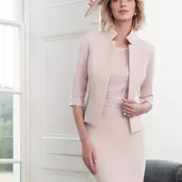 Elegant Pink Mother Of The Bride Dresses With Jacket Plus Size Lace Short Sleeves Wedding Guest Dress Knee Length Evening Gowns - Thumbnail 1