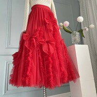 PALE PINK Tulle Skirt Outfit, Wedding Party Layered Tulle Skirt, Plus Size Ruffle Tulle Skirt  - Thumbnail 2