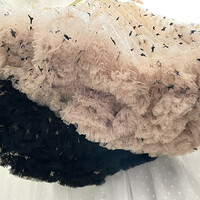 BLACK Layered Tulle Skirts, Women's Ruffle Tulle Skirt, Wedding Party Outfit Plus Size - Thumbnail 4