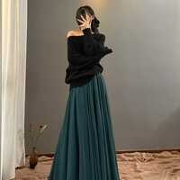 DARK GREEN Full Long Chiffon Skirt Summer Wedding Maxi Chiffon Skirt Outfit Green Bridesmaid Skirt  - Thumbnail 2