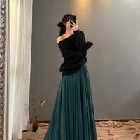 DARK GREEN Full Long Chiffon Skirt Summer Wedding Maxi Chiffon Skirt Outfit Green Bridesmaid Skirt  - Thumbnail 1