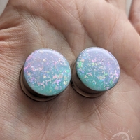 Ombre Opal Rainbow Plugs –  Mint Lilac Sparkly Pink Glitter Green Purple Gauges - Thumbnail 2