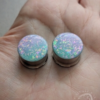 Ombre Opal Rainbow Plugs –  Mint Lilac Sparkly Pink Glitter Green Purple Gauges - Thumbnail 3